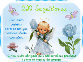 Selo comemorativo de 200 seguidores do blog da Maria Alice Cerqueira