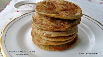 Aehobakjeon  (Korean Zucchini Pancakes) with Sesame Dipping Sauce