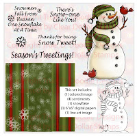 Snow Tweet (in Green) Digi Stamp and Paper Set