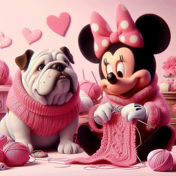 Quand Minnie se met au tricot pour Bulldog   ...