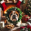 Couronne de Noël, verre de lait et cookies   ...