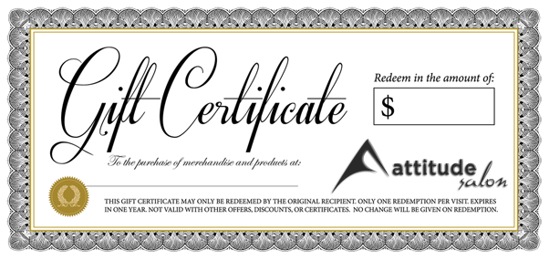 Attitude Salon Gift Certificates