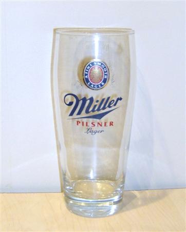 beer glass from the Miller brewery in U.S.A. with the inscription 'A fine Smooth Lager Miller Pilsner Larger'