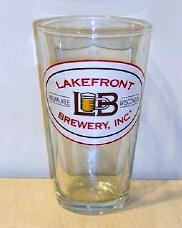 beer glass from the Lakefront  brewery in U.S.A. with the inscription 'Lakefront Milwaukee Wisconsin Brewery Ing'