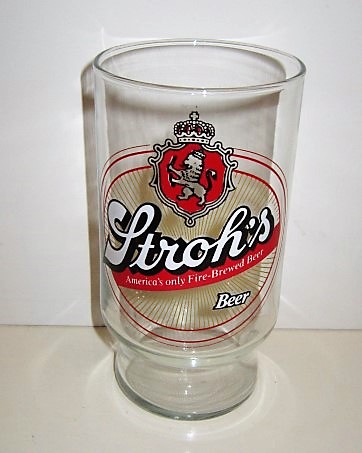 beer glass from the Miller brewery in U.S.A. with the inscription 'Stroh's Beer America's Only Fire-Brewed Beer'