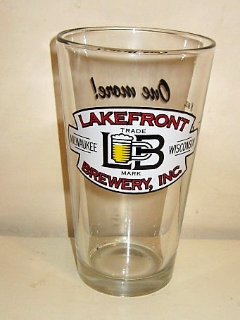 beer glass from the Lakefront  brewery in U.S.A. with the inscription 'Lakefront Brewery INC Trade LB Mark Milwaukee Wisconsin 8oz'