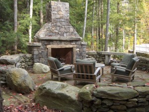 Brick Outdoor Fireplace Design