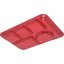 4398005 - Left-Hand Heavyweight 6-Compartment Melamine Tray 10" x 14" - Red