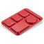 4398005 - Left-Hand Heavyweight 6-Compartment Melamine Tray 10" x 14" - Red