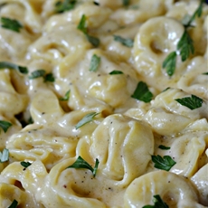 Easy Roasted Garlic Alfredo Tortellini