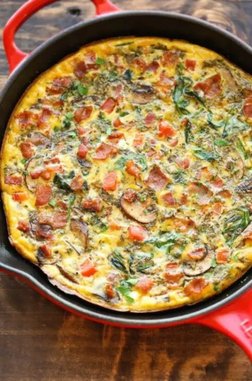 Spinach, Mushroom, and Bacon Frittata