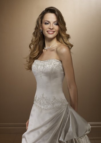 White Satin Wedding Gown with Pick-Ups