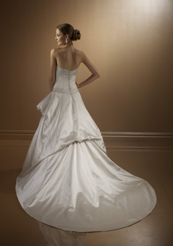 White Satin Wedding Gown with Pick-Ups