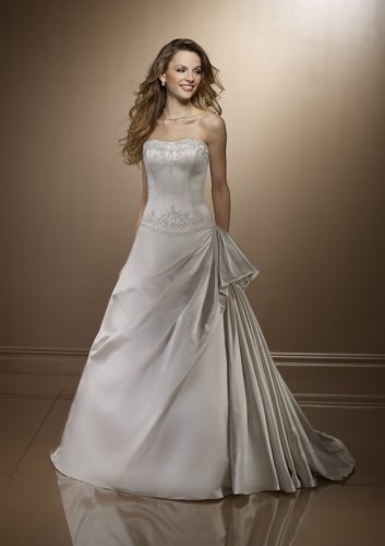 White Satin Wedding Gown with Pick-Ups