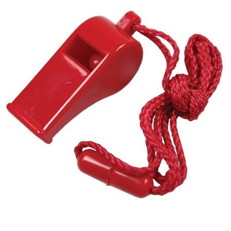 Red Plastic Sports Whistle with Safety Breaker Cord