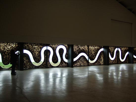 Cow dung on glass by Andy Goldsworthy