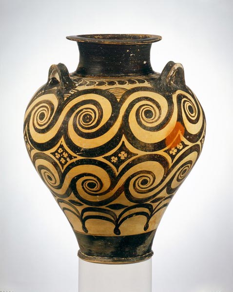 Minoan jar with spiral pattern