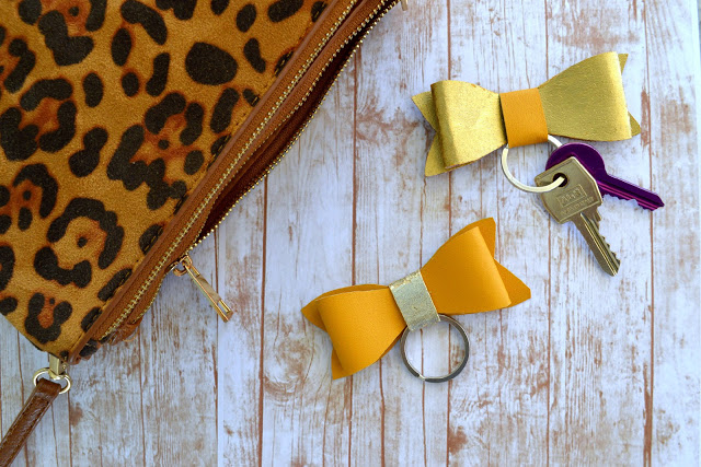 Faux Leather Bow Keychain