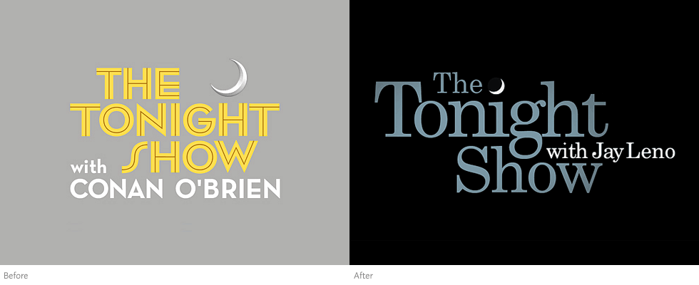 The Tonight Show logos: Conan Oâ€˜Brien (left), Jay Leno (right)