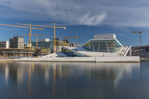 The Opera - plus a lot of cranes as they are building a new library and a new Munch museum next to the Opera