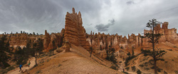 Panorama of Bryce Canyon under threatening skies