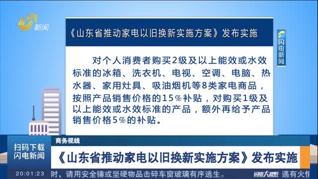 ã€Šå±±ä¸œçœæŽ¨åŠ¨å®¶ç”µä»¥æ—§æ¢æ–°å®žæ–½æ–¹æ¡ˆã€‹å‘å¸ƒå®žæ–½