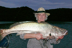 Robert Adamson with Mulloway, photo Juno Gemes 2008