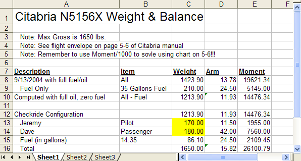 n5156x weight and balance