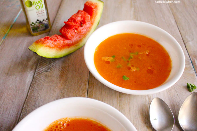 Watermelon Gazpacho recipe with Gaia Extra Virgin Olive Oil