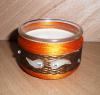 Bougie ronde en verre, filin orange et peau de reptile