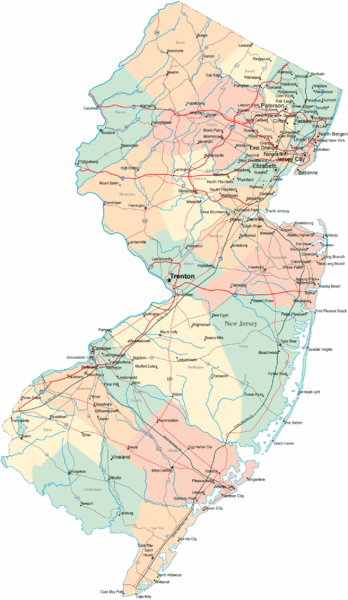 maps of new jersey. Road map of New Jersey