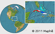 Flag Location Map of Cuba, satellite outside