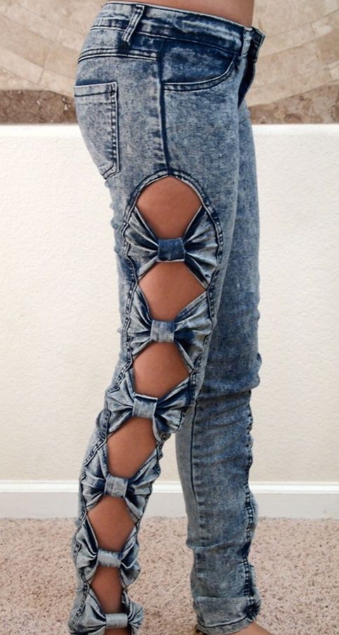 Bow jeans, DIY, clothes, cute, awesome