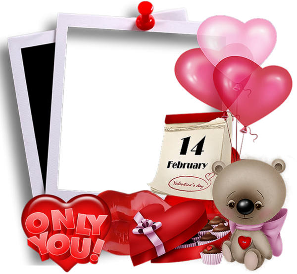 ♥ Cadre St Valentin png / Valentine cluster frame png ♥