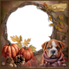 Cadre d'automne png, chien - Autumn frame png, dog