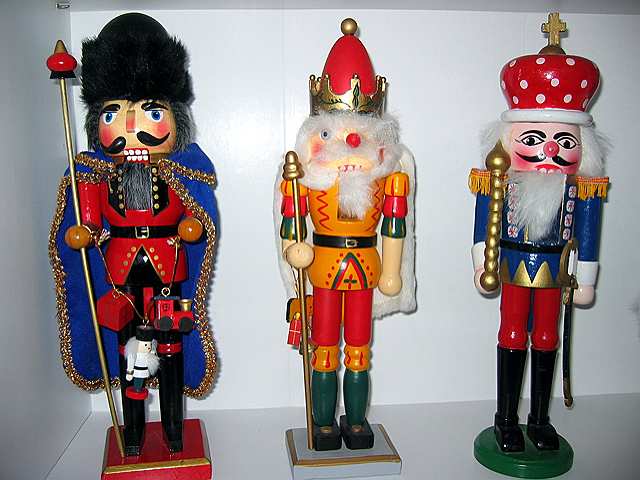 A row of nutcrackers at L's parents' house.