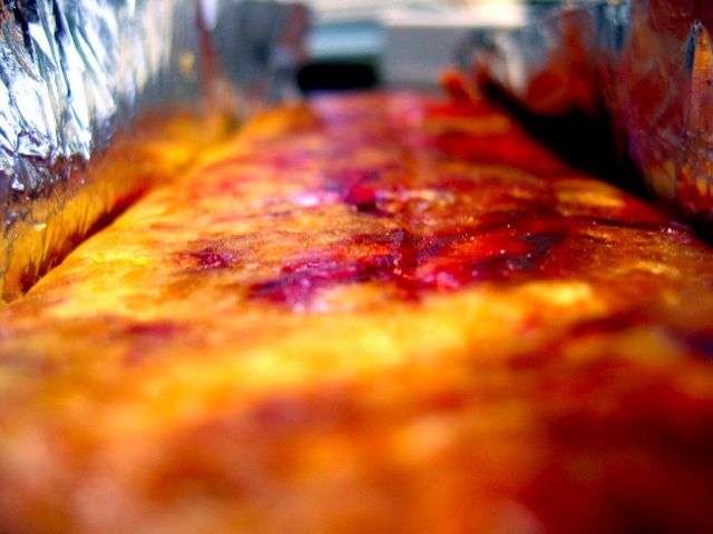 Close-up of a smashed strawberry Nutrigrain bar.