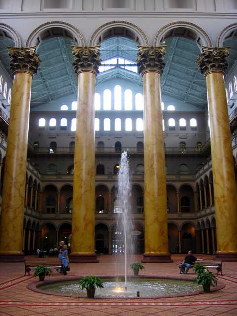 Inside the central hall of the National Building Museum.