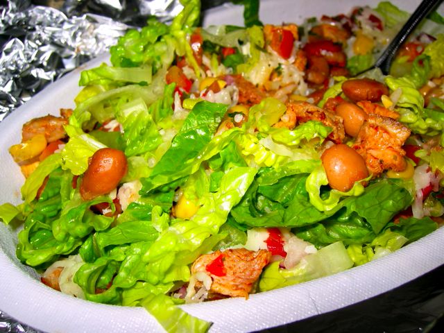 A burrito bowl from McDonald's Chipotle.