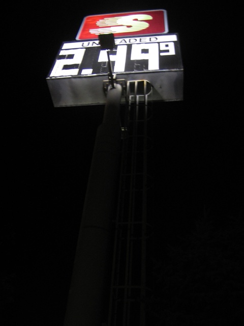 A sign at one of the many gas stations we patronized during our vacation shows the high price of a gallon of gas.