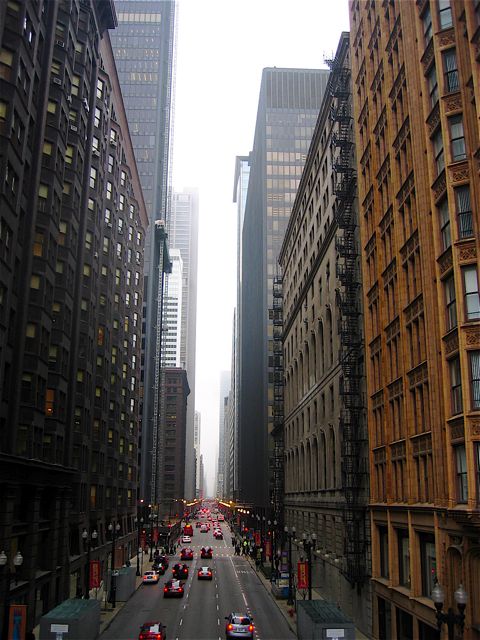 The view from an "El" station in Chicago.