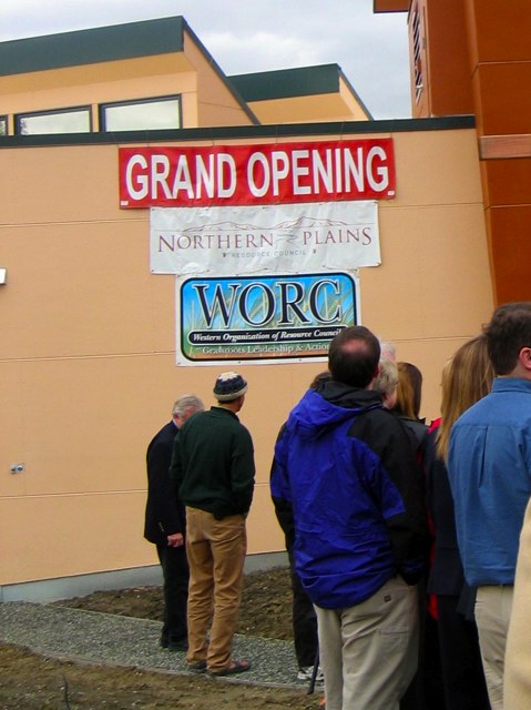 Grand opening sign at the Northern Plains open house last week.