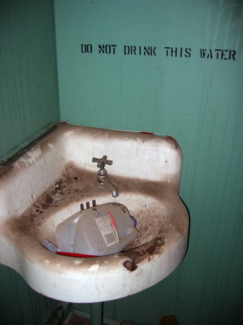 The sink inside the caboose.