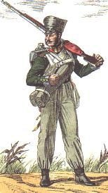 Russian line infantryman
wearing campaign dress