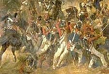 Group of redcoats being cut down 
by French cuirassiers. Waterloo.