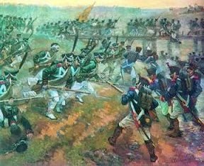Russians versus French infantry
by the wooden bridge near Borodino.
Picture by Kellerman.