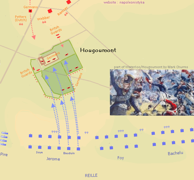 Map / plan of attack on Hougoumont