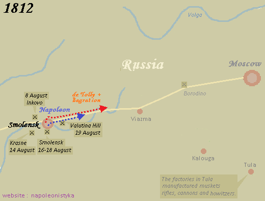 Napoleon's invasion of Russia.
Battles of Inkovo, Krasne, 
Smolensk and Valutina Hill