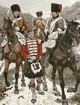 French light cavalry with
captured British soldiers.
Picture by Woodville