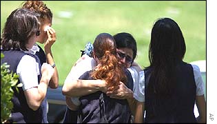 Mourners at Victoria Hen's funeral